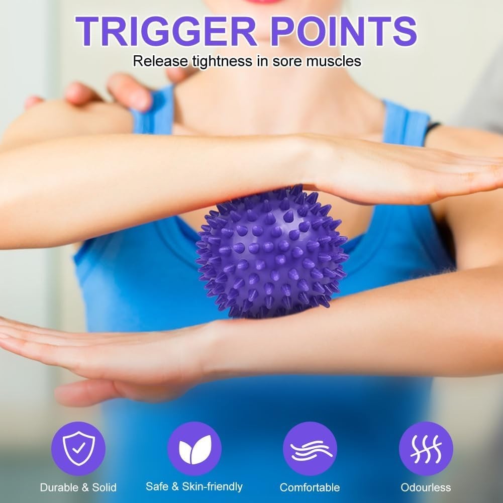 Portable Deep Tissue Massage Balls – 2 Pack Lacrosse & Spike for Pain Relief
