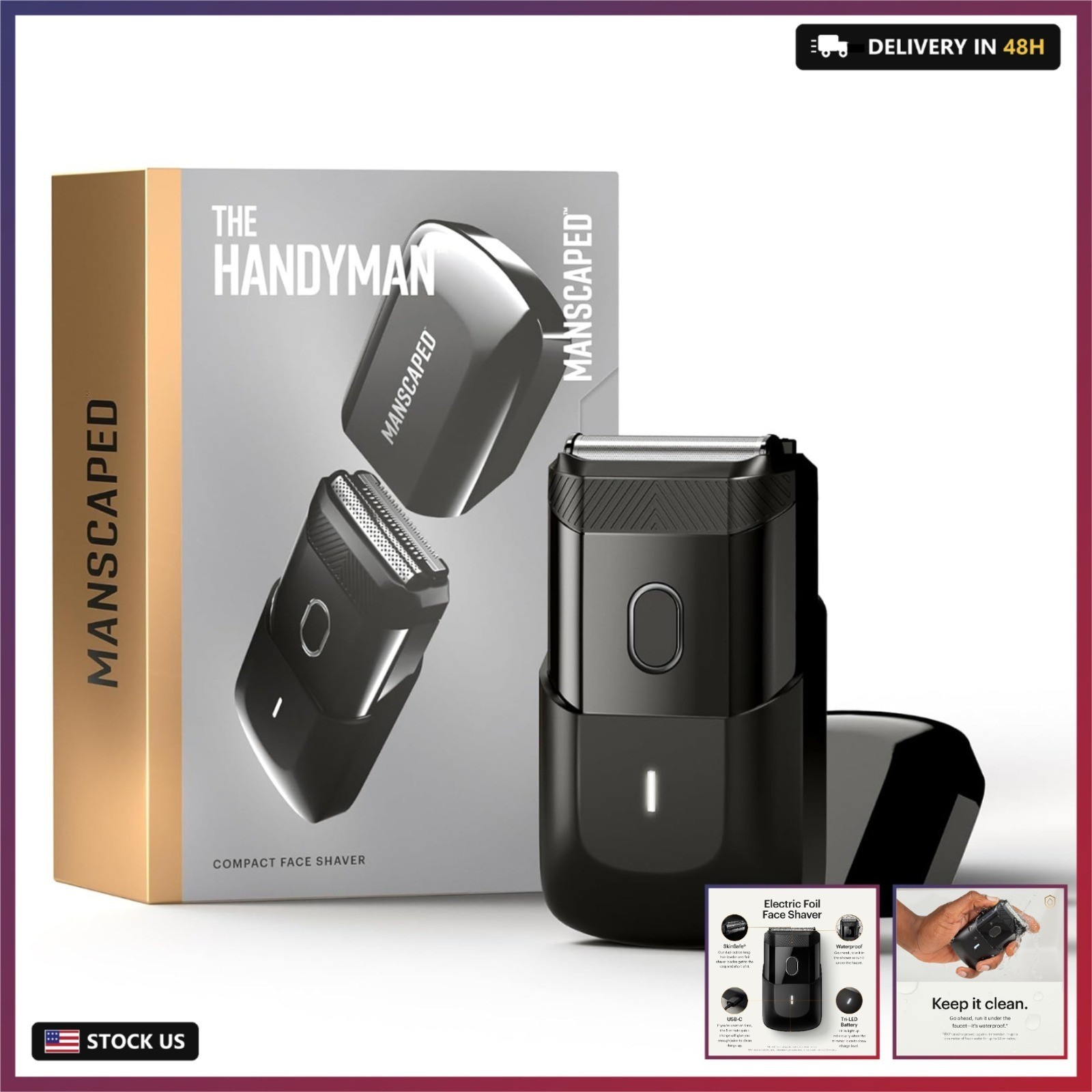 MANSCAPED® The Handyman™ Compact Face Shaver – Portable Men’s Travel Facial Hair