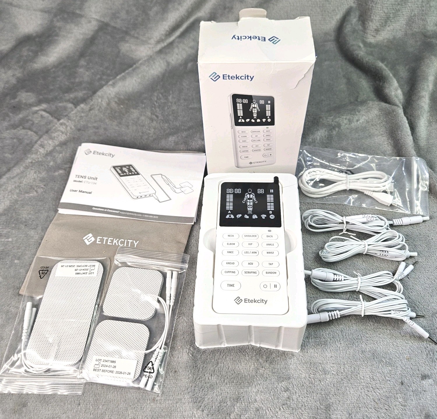 ETEKCITY TENS Unit Muscle Stimulator Machine ETU-134 Open Box