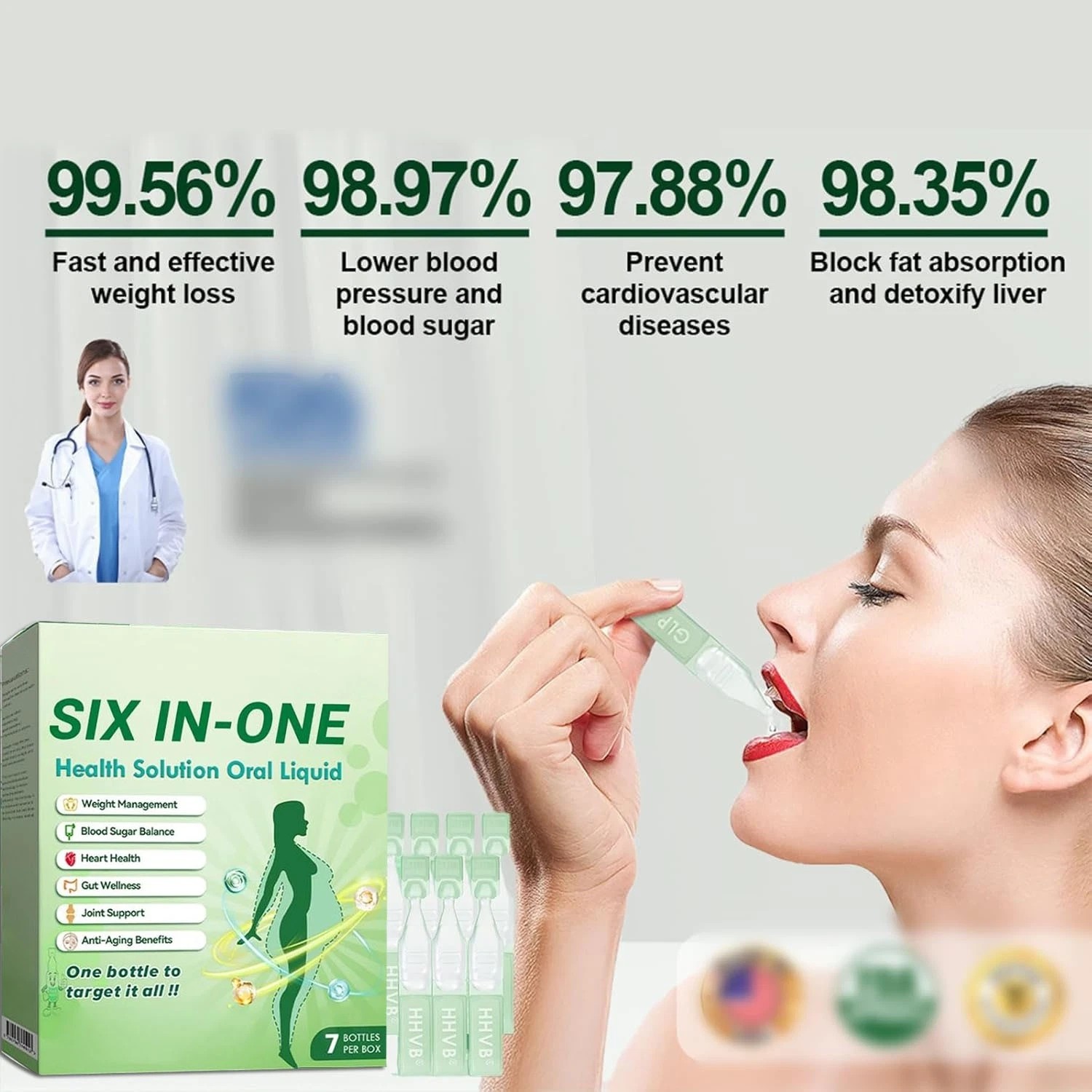 Six-in-One Health Solution Oral Liquid,one Bottle to Target It All HOT