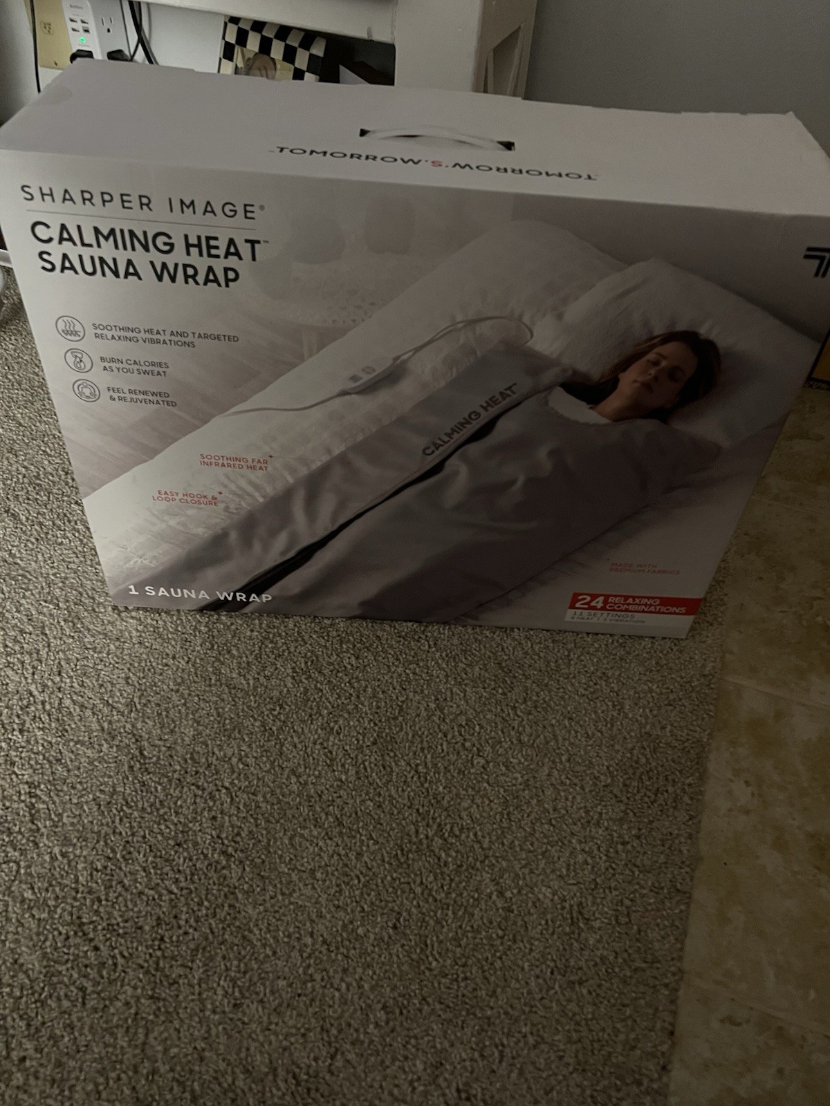 Sharper Image Calming Heat Sauna Wrap Electric Heating Pad Gray Temp Settings
