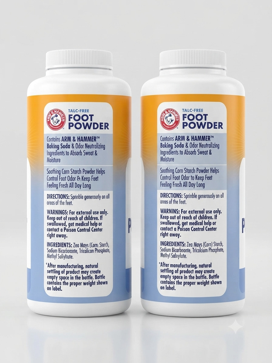 2x Arm & Hammer Talc-Free Foot Powder 5oz Odor Control Cool Dry