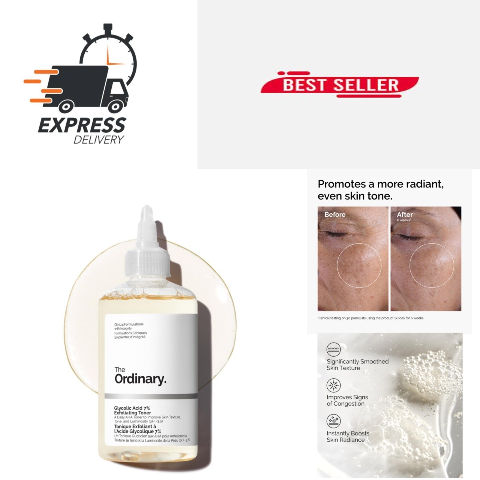 The Ordinary Glycolic Acid 7% Exfoliating Toner – Brightening Daily Use
