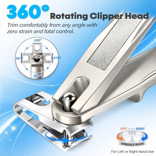 8-in-1 Heavy Duty Toenail & Fingernail Clippers for Seniors Men with Thick &