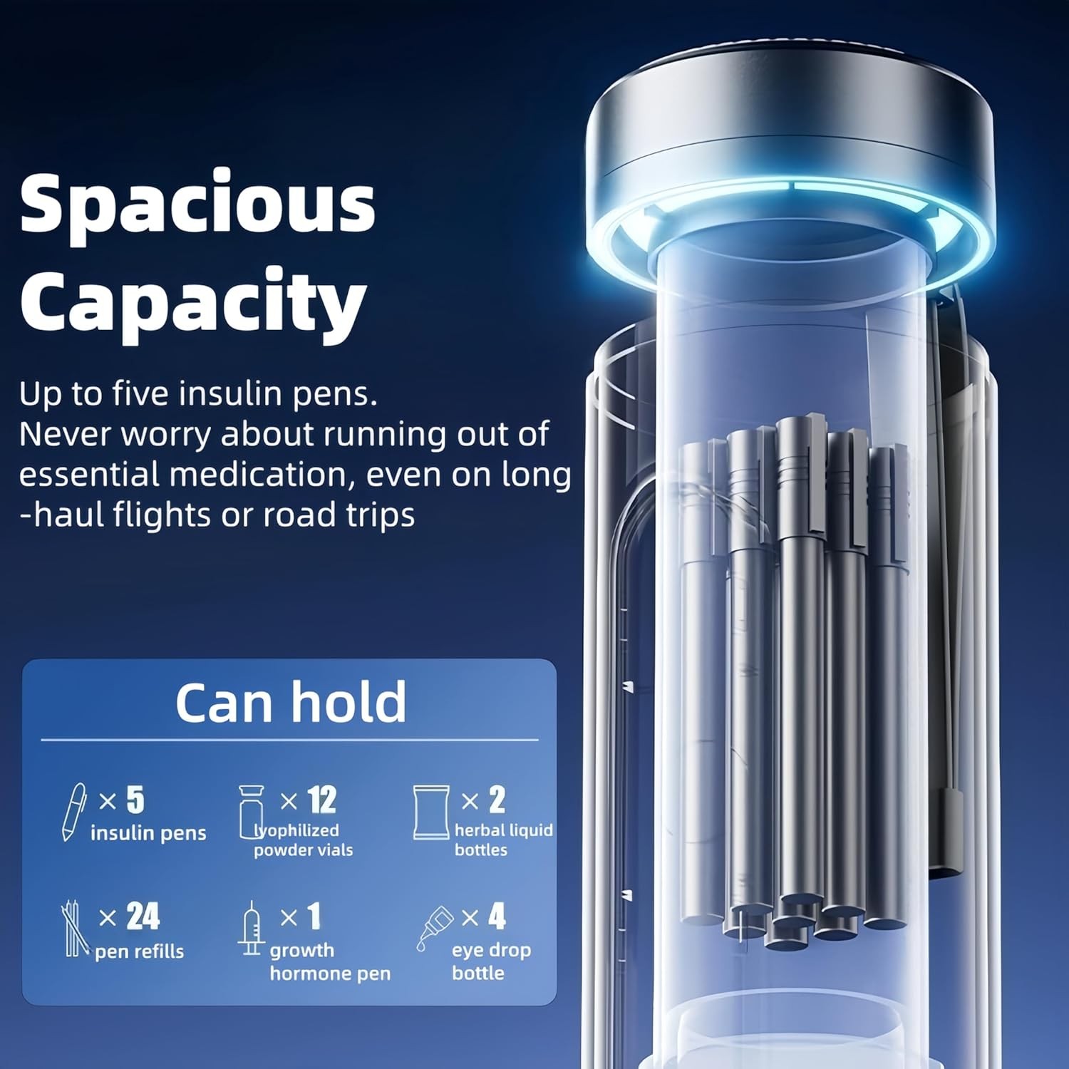 Portable Insulin Cooler Case with LED Display & Rechargeable Battery 0-18°C