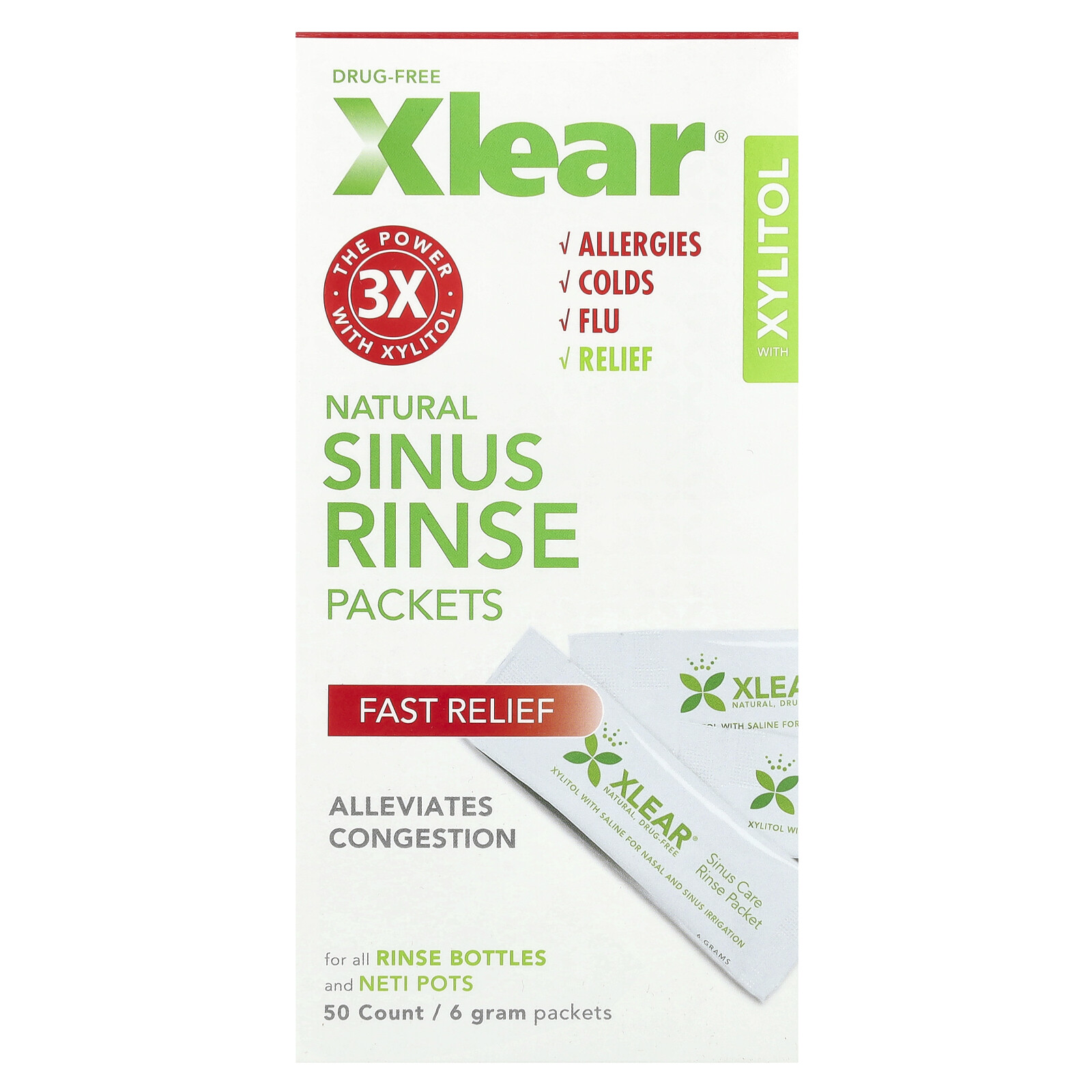 Natural Sinus Rinse Packets, 50 Packets, 6 g Each