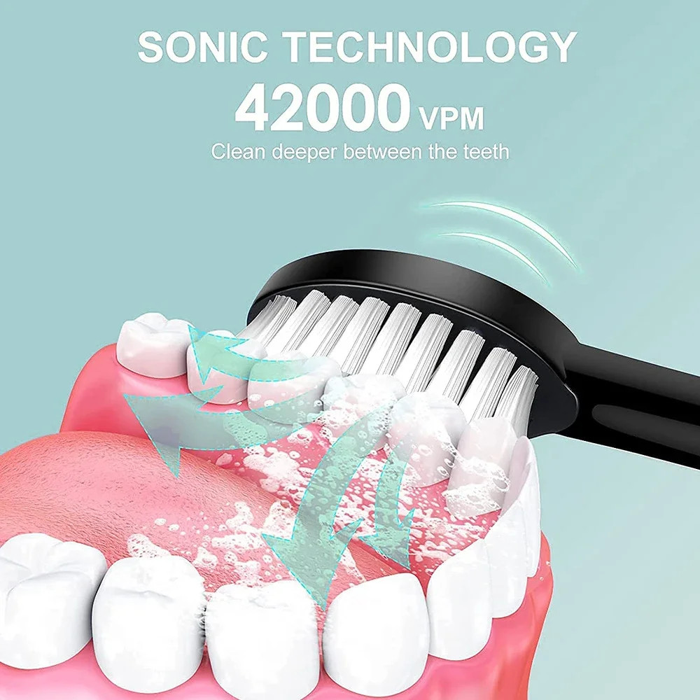 Sonic Electric Toothbrush USB Rechargeable with Heads US
