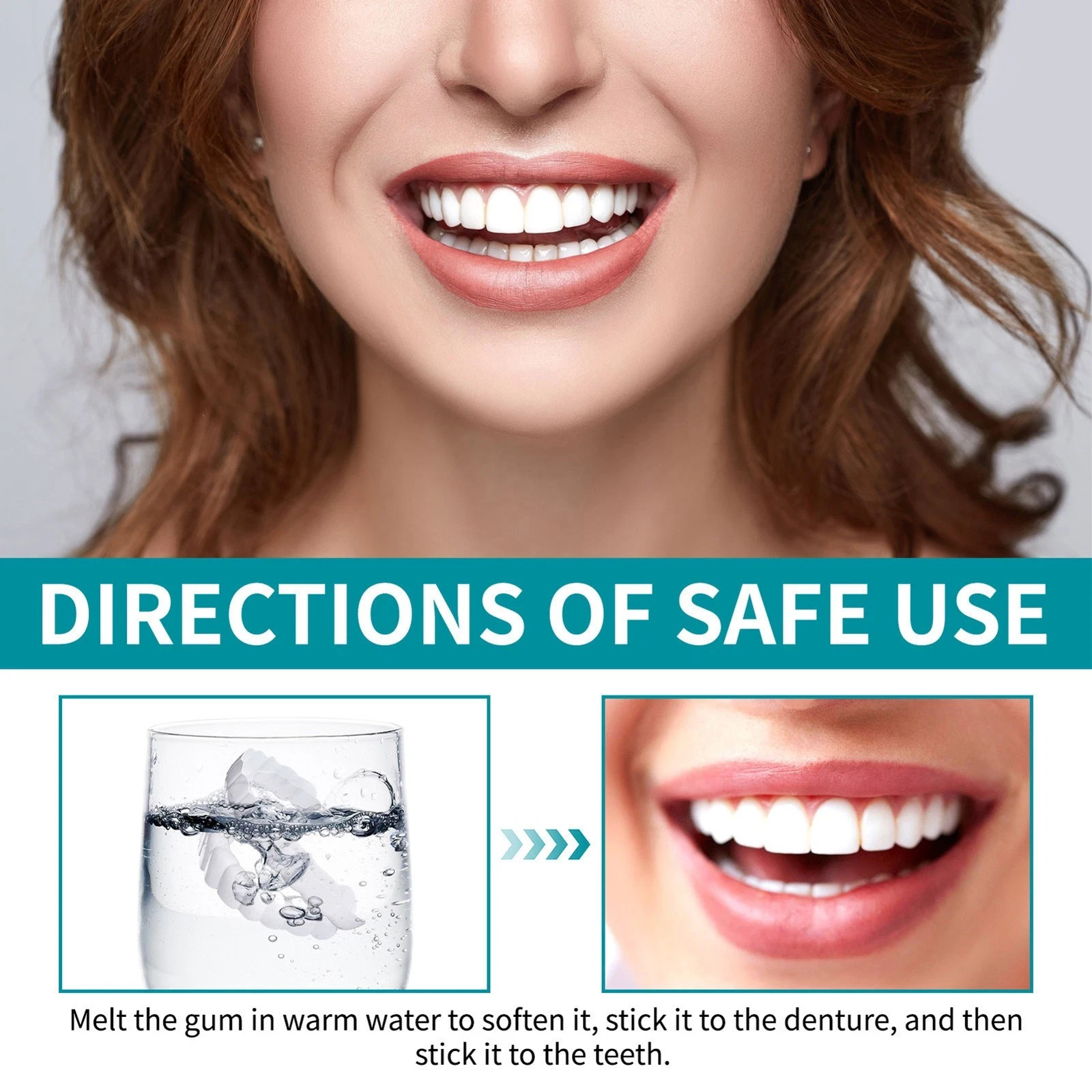 Smile Snap On Upper + Lower False Teeth Dental Veneers Denture Tooth Cover Set