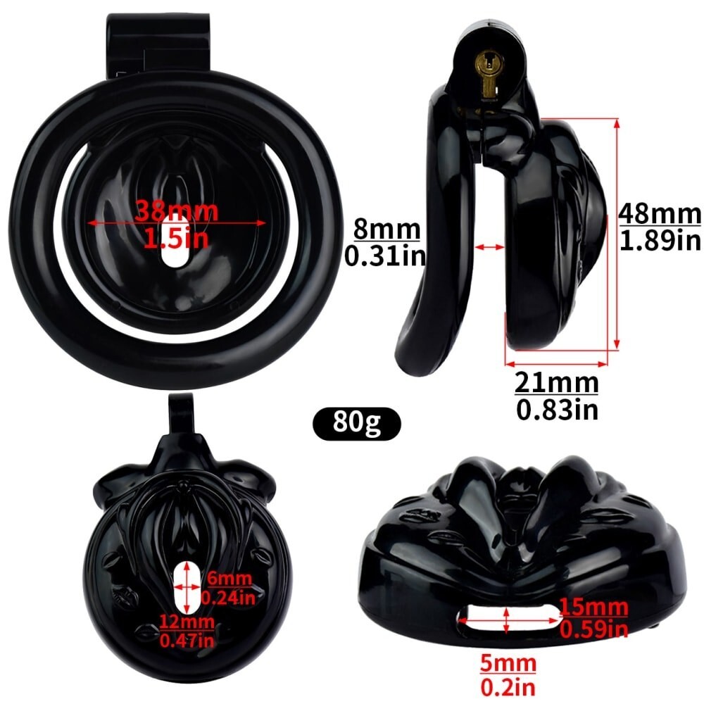 ABS Resin 4 Colors Sissy Realistic Pussy Chastity Cage with 4 Rings Lock Devices