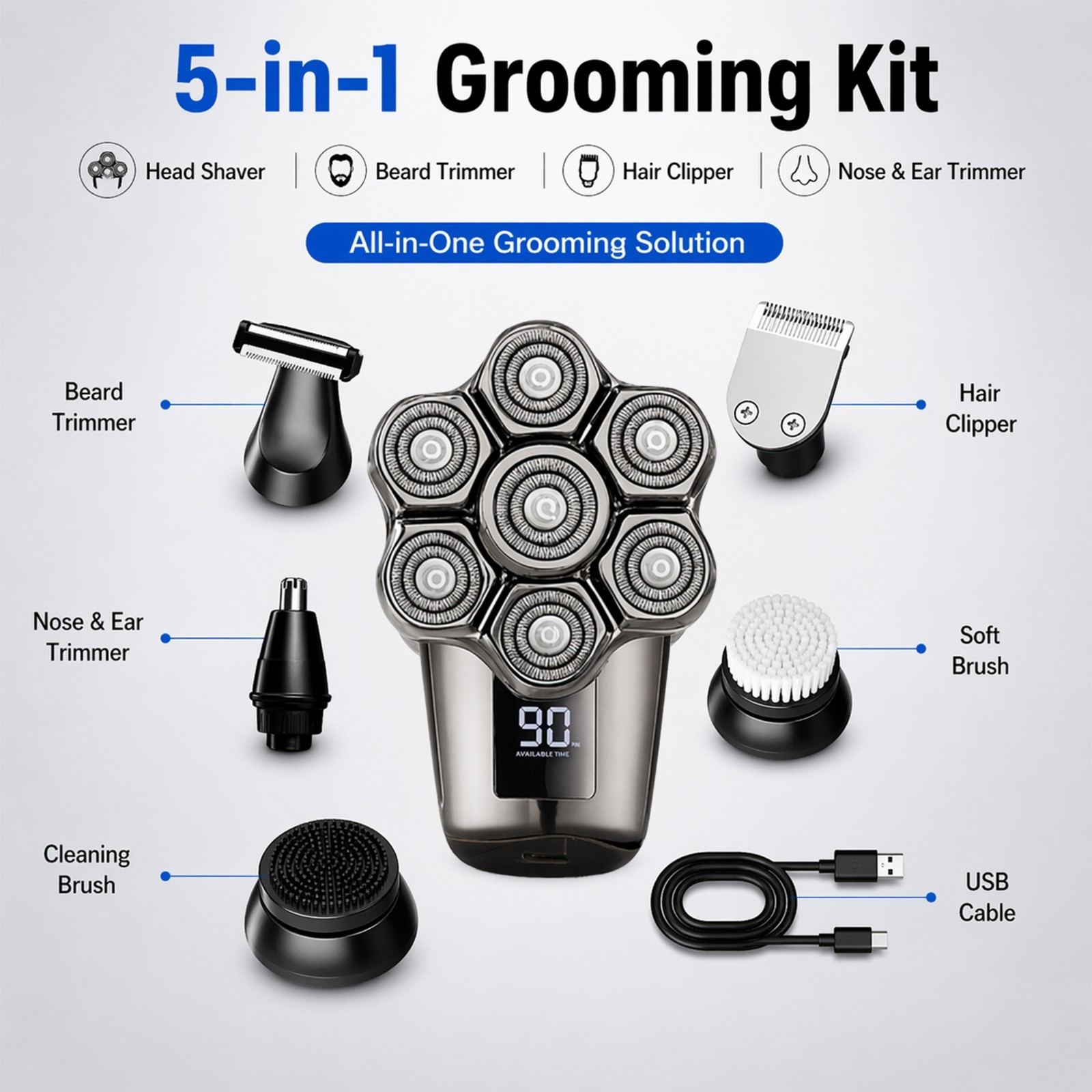 Head Shaver for Bald Men, Electric Razors for Men IPX7 Waterproof, USB charging