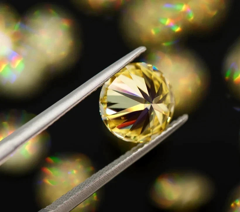 Certified 2 CT Round Cut Natural Yellow Color Loose Lab Grown CVD Diamond VVS1
