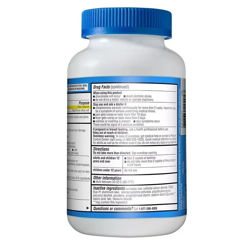Acetaminophen PM Extra Strength 500 ct Sleep Aid Pain Relief Compare Tylenol PM