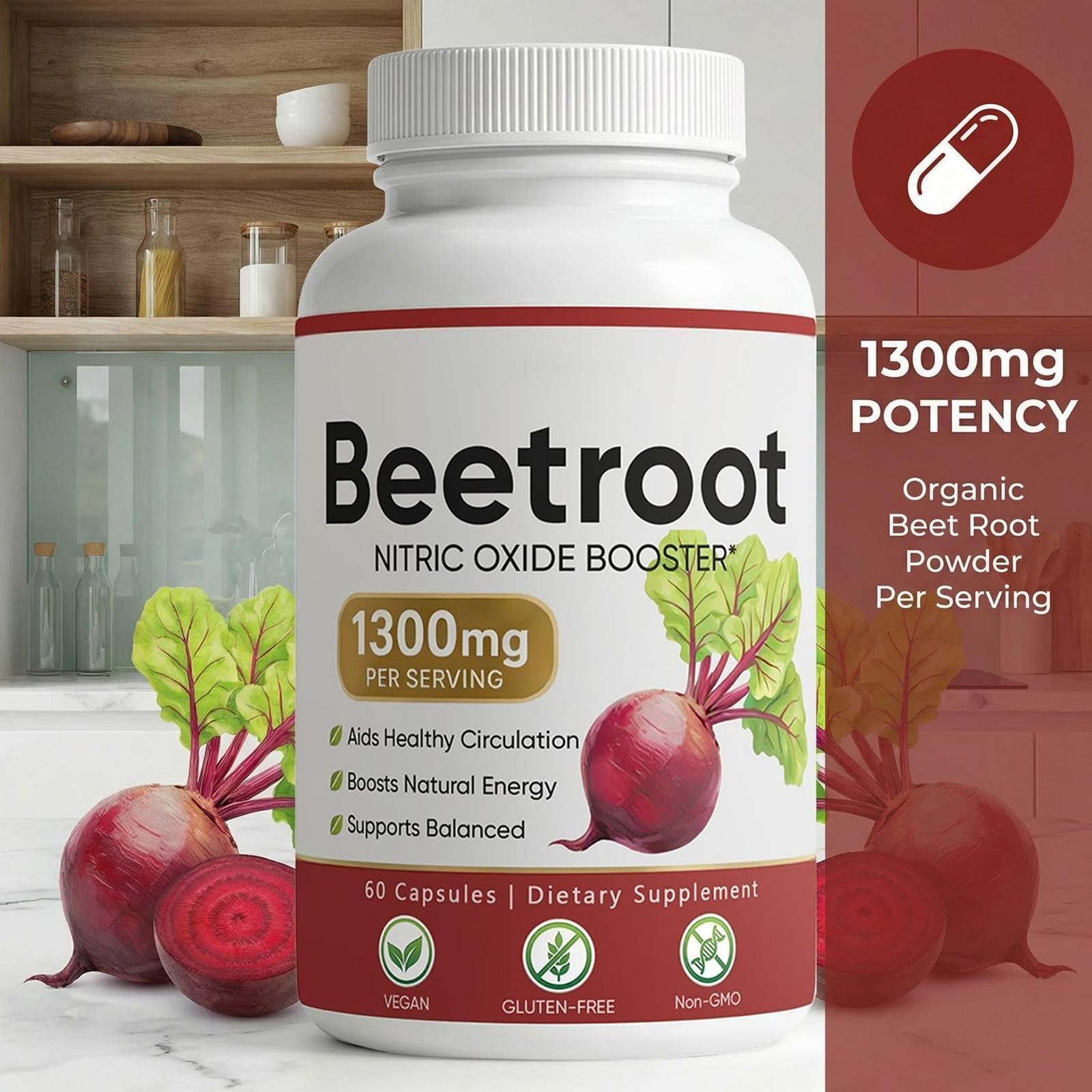 (3 PACK) Lemeli Beetroot -1300mg, Lemeli Beet Root Supplement 180 Capsules,US