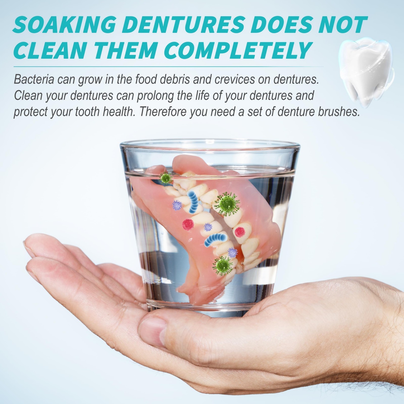 6 Pcs Denture Brush Set for False Teeth – Double-Sided Toothbrushes, Soft Bristl
