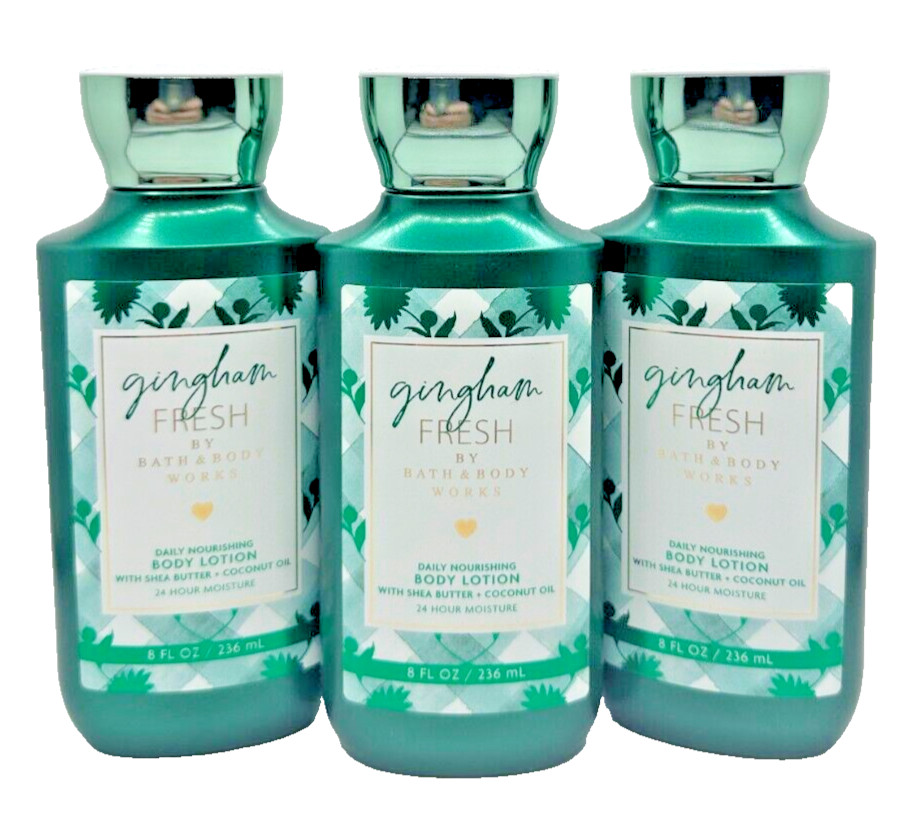 NEW Bath & Body Works Lot of 3 Bottles Gingham Fresh Body Lotion Cream 8 oz