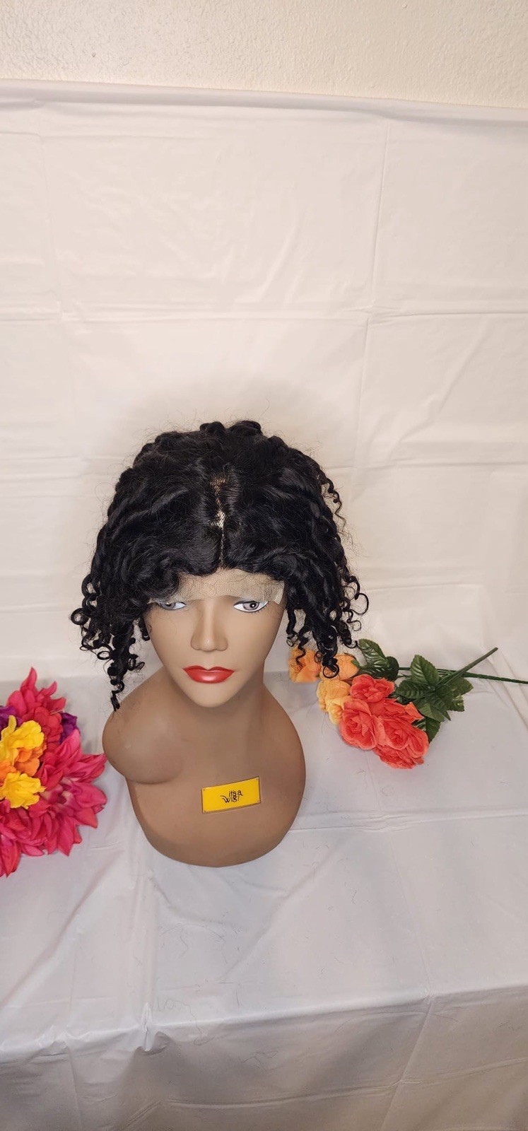 Black Curly Wig Short Curly Hairpiece for Adult Women Curly Hair Style