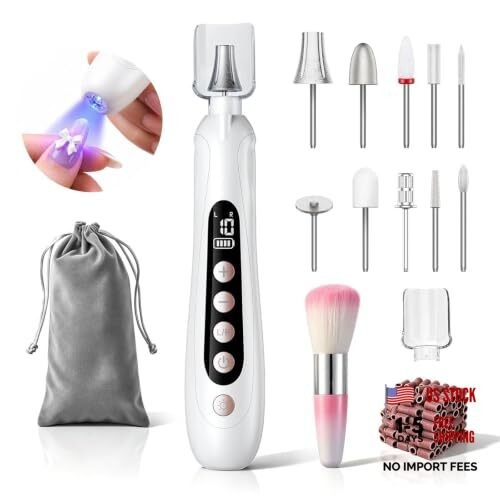 White Electric Nail File Drill – Cordless Toe Nail Grinder for Thick Zest