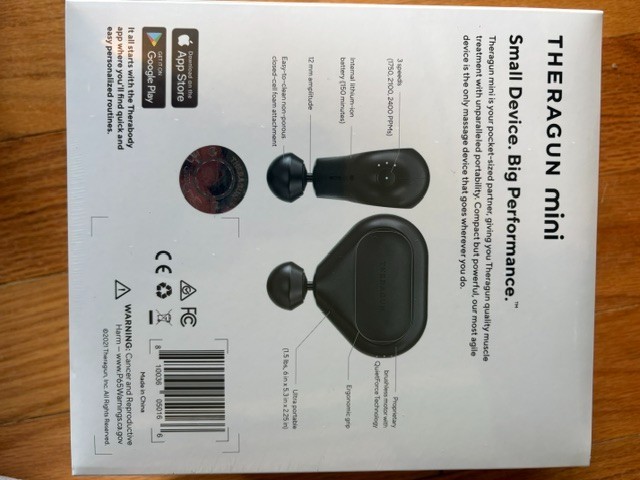 Theragun mini-Black-Opened box to test. Works perfectly.