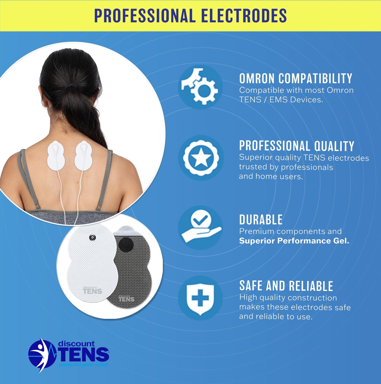 Discount TENS – Superior Performance Gel Electrodes Compatible with Omron TENS