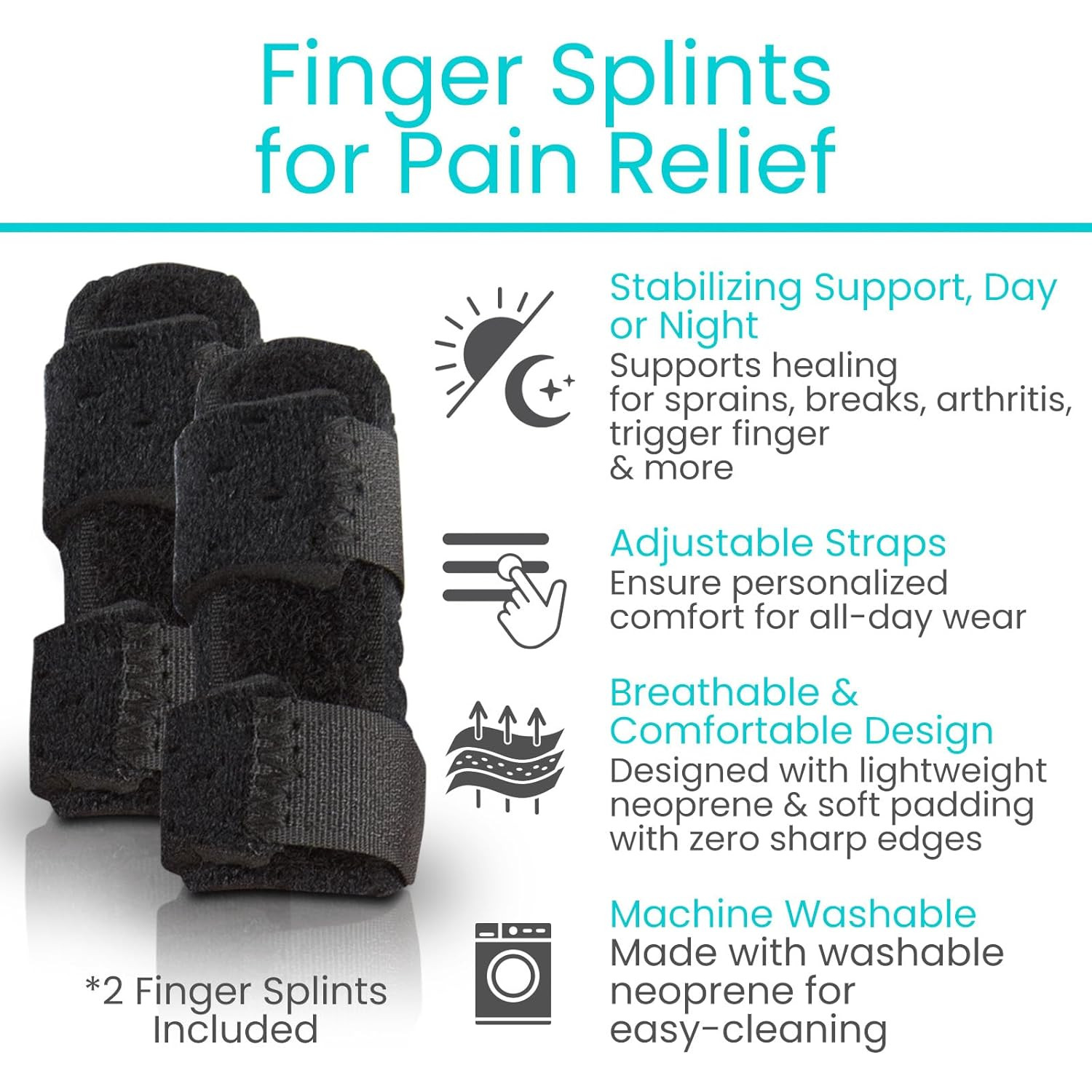 Vive Finger Splint (2 Pack) – Universal Finger Straightener – Broken and Trigger