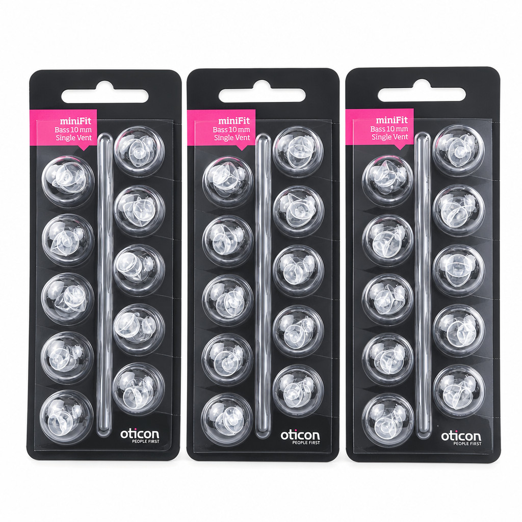 Oticon miniFit Bass Domes 10mm Single Vent Pack of 3