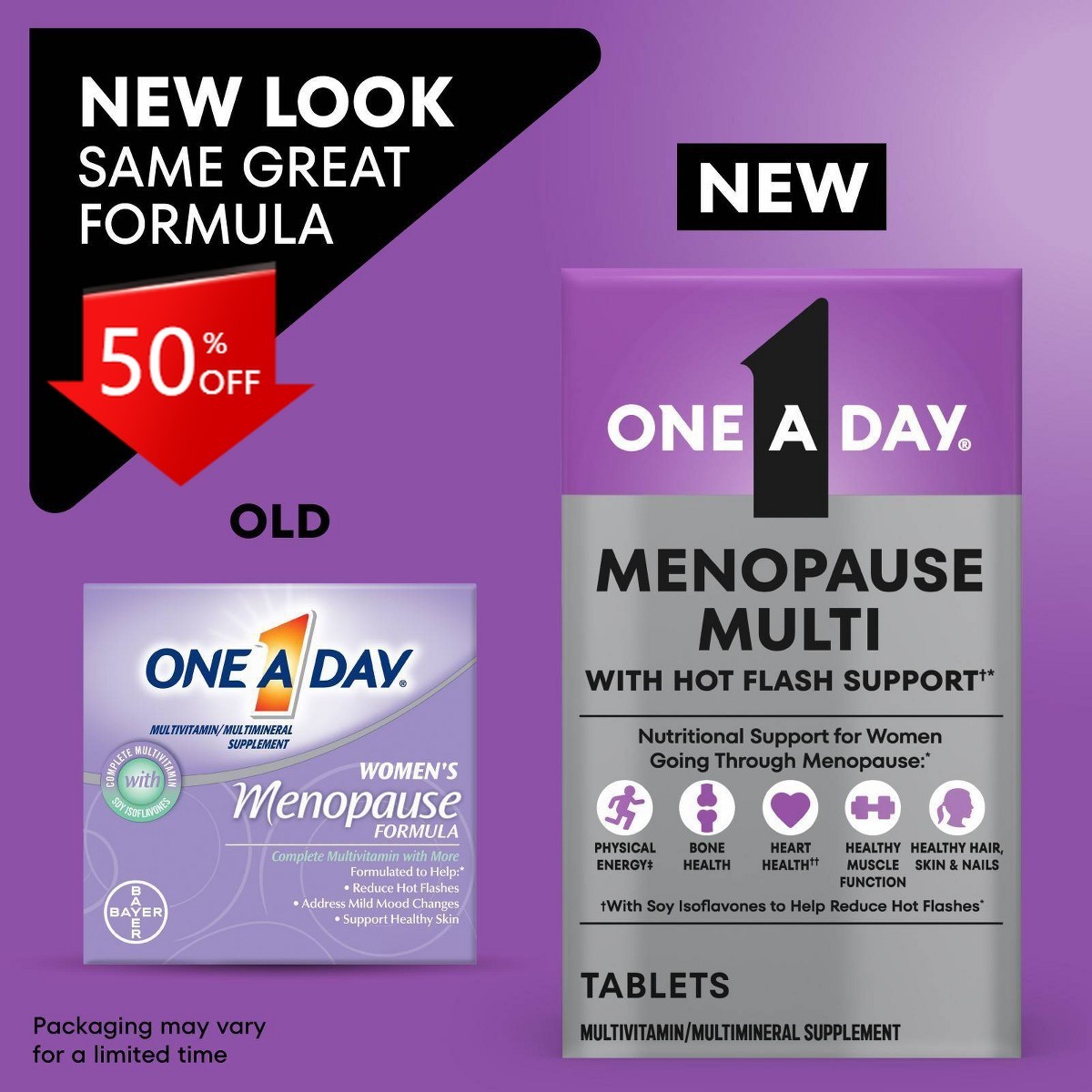 One A Day Women’s Menopause Multivitamin,with Calcium and Vitamin D Tablets-50ct