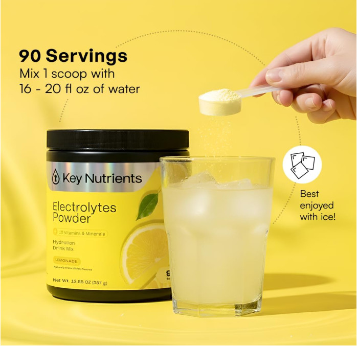 Key Nutrients Multivitamin Electrolyte Powder, Lemonade, 90 Servings