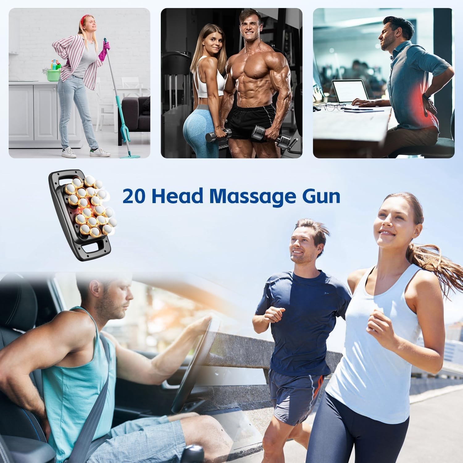 20-Head Massage Gun Set, Percussion Deep Tissue Massager Muscle