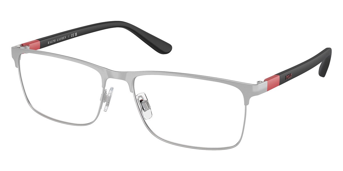 New Polo Ralph Lauren Men Rectangle Eyeglasses PH1190 9466 Semishiny Silver 56mm