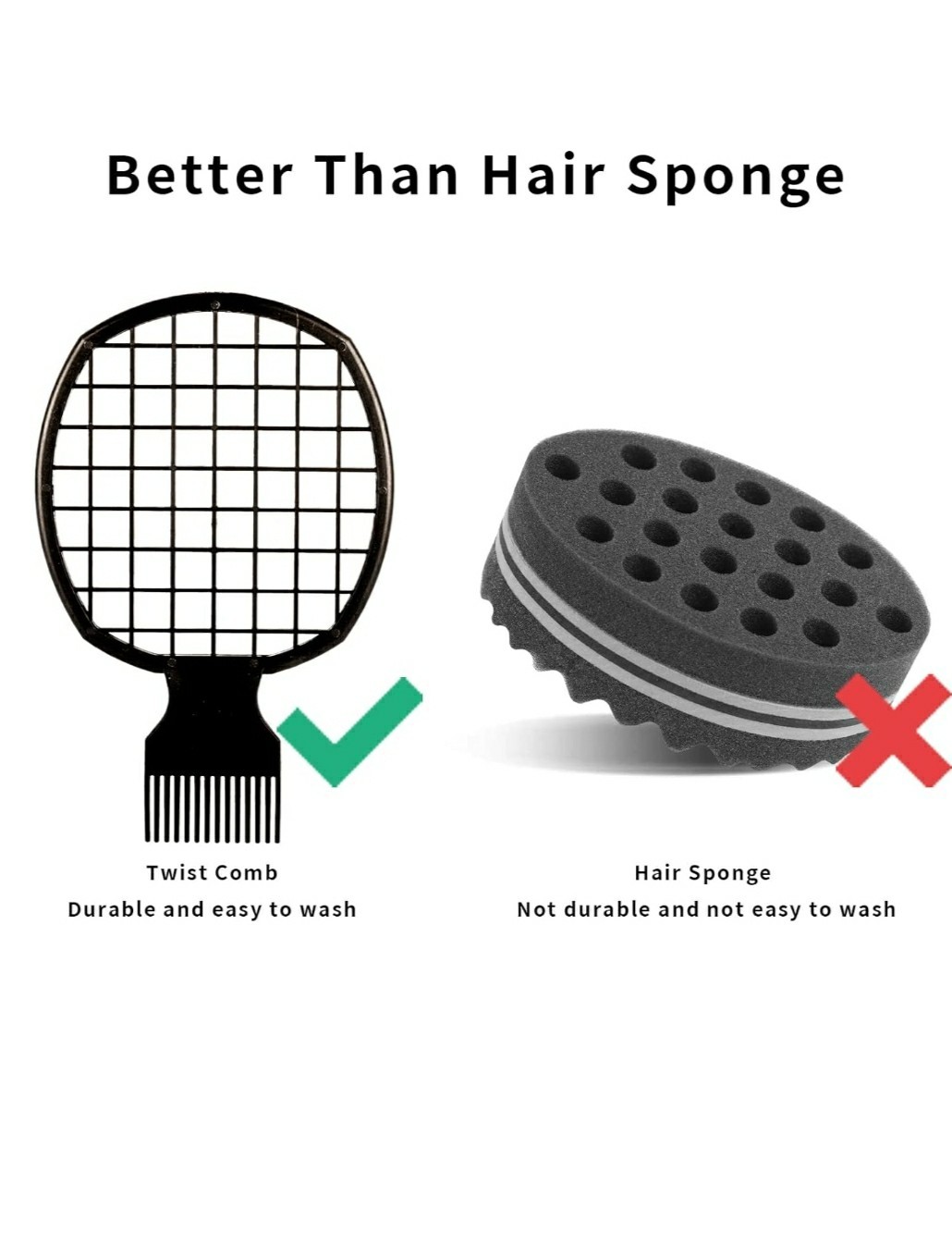 Twist Combs, ABS Plastic, Hair Sponge Brush Upgraded Design for Men Women Curls
