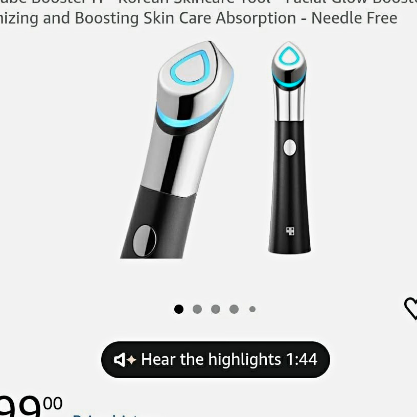 medicube AGE-R BOOSTER-H Facial Massager, Rechargeable Wireless, Black/Silver