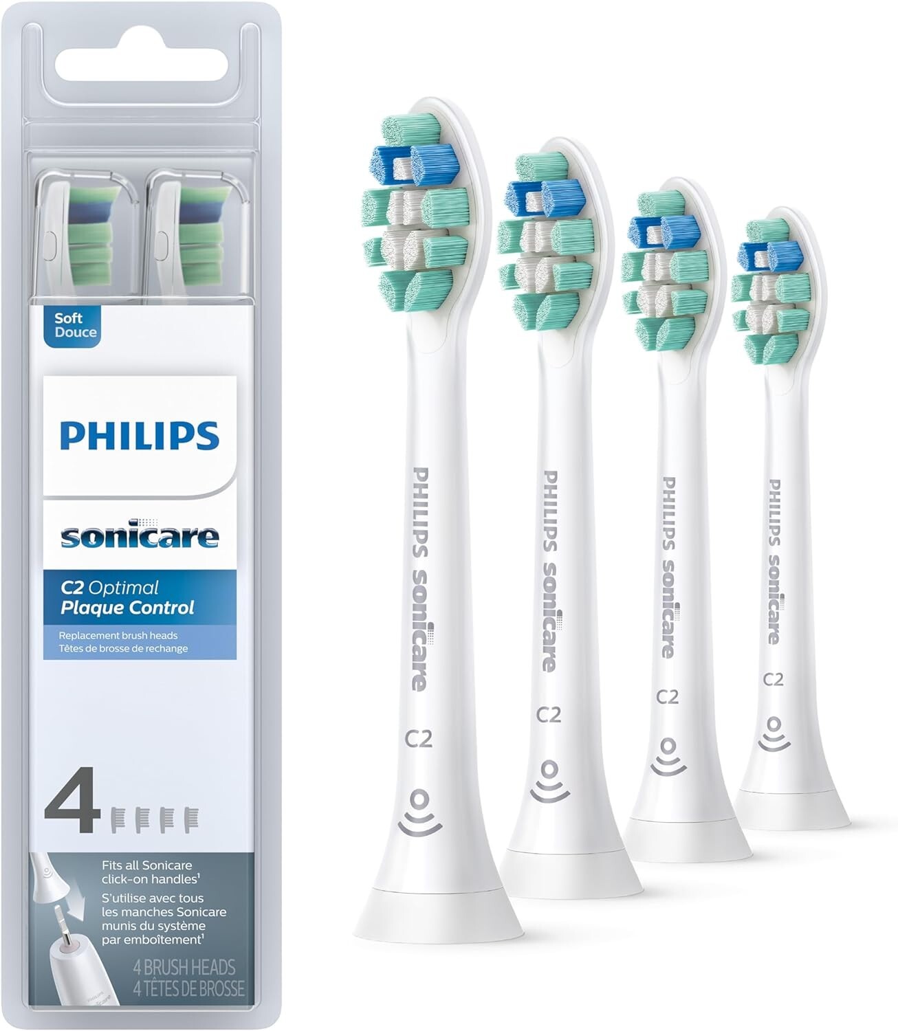 4x Pack C2 Optimal Plaque Control Toothbrush Head for Philips Sonicare HX9024/10