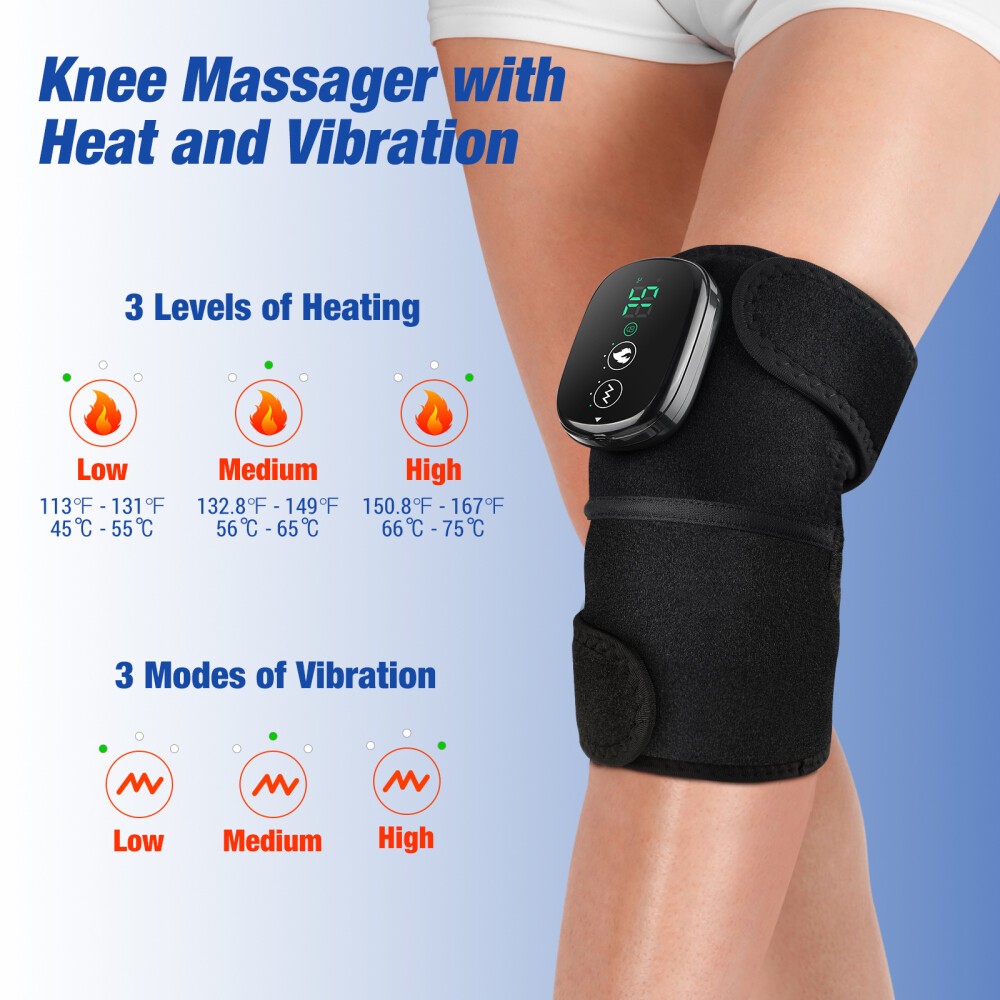 1/2Pcs Compression Knee Massager Heat Vibration Shoulder Elbow Brace Pain Relief