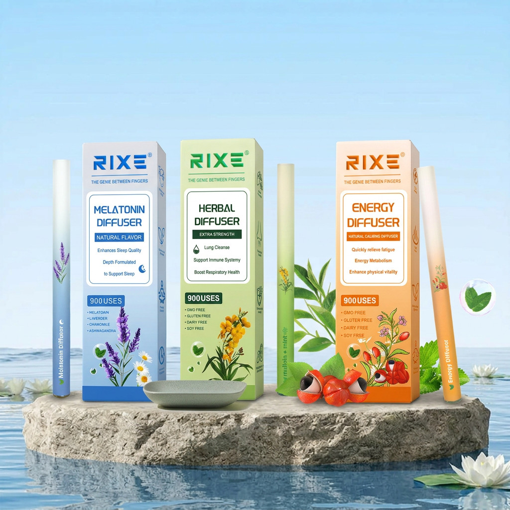 Rixe Herbal Aromatherapy Diffuser pen | Energy, Lung Cleanse, Calm, Natural Oils