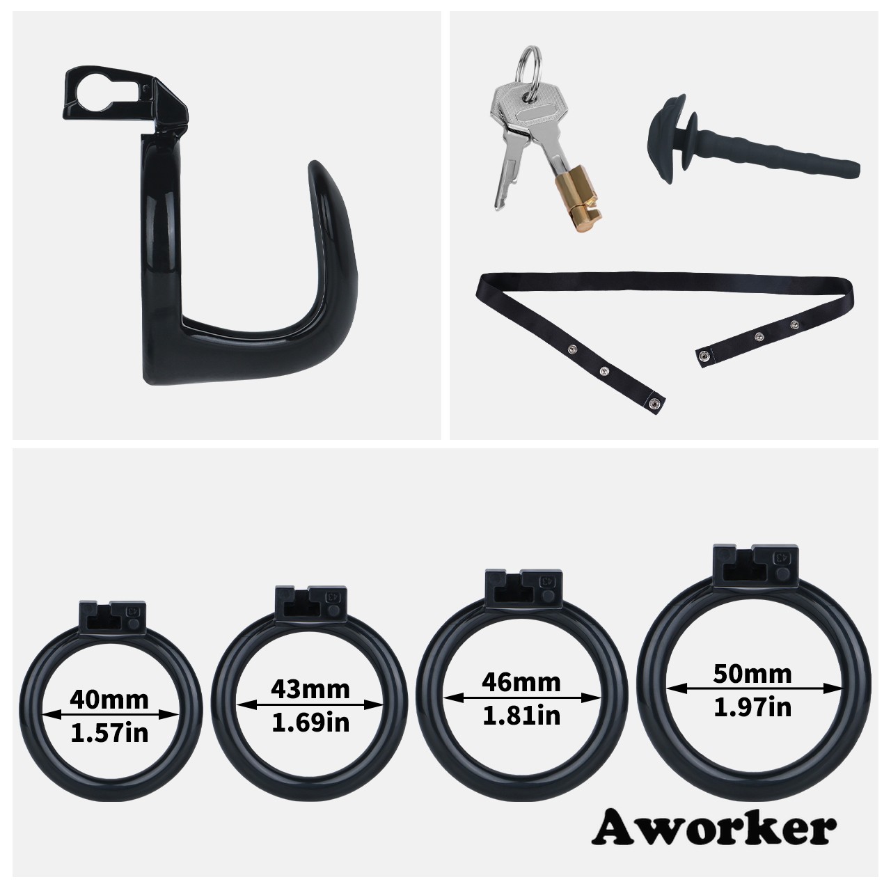 Premium ABS Plastic Male Chastity Cage Device with 4 Sizes Rings Bondage for Men
