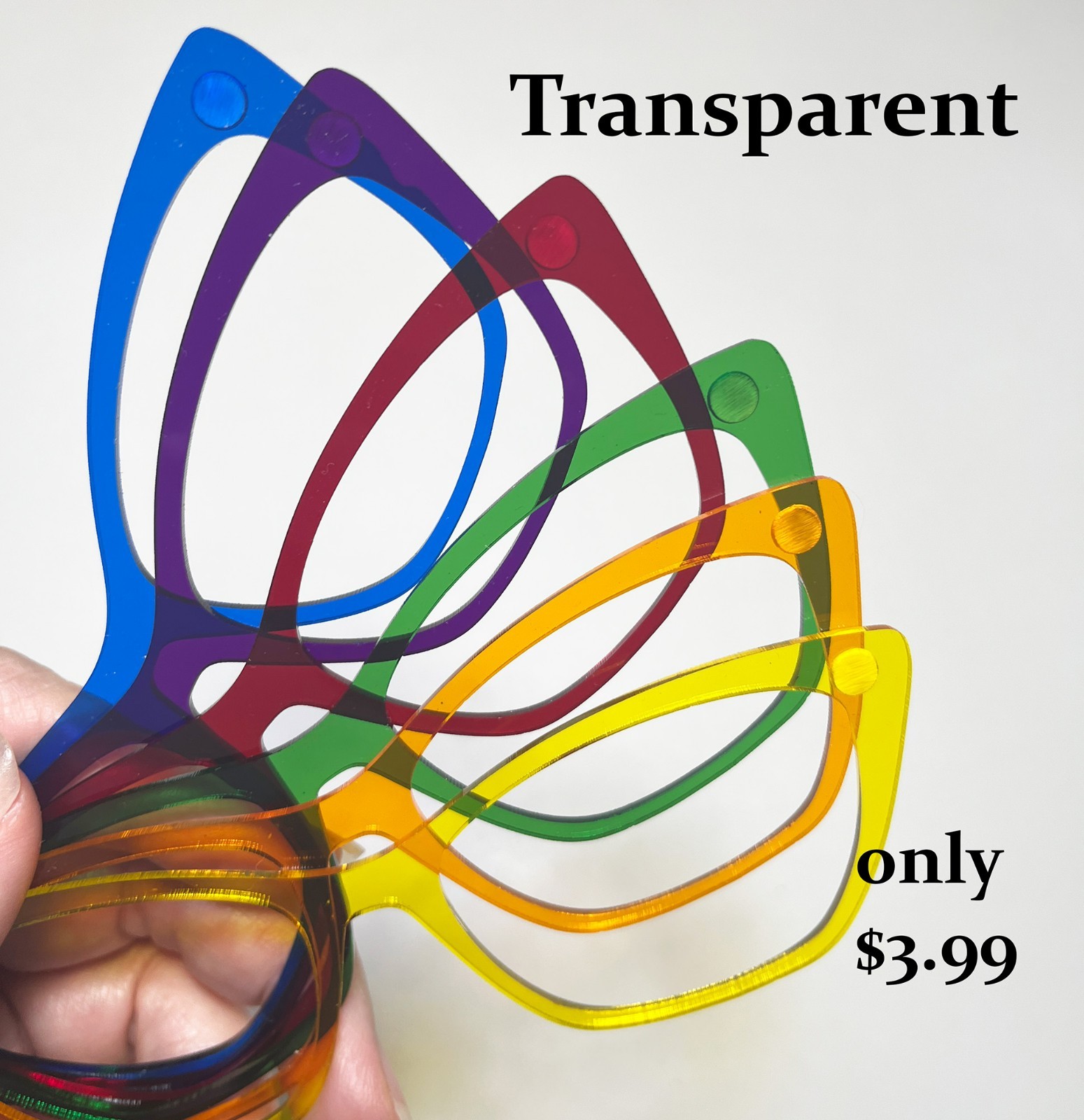 PAIR EYEWEAR COMPATIBLE BLANKS – Transparant Color Acrylic Lasered Frame Toppers