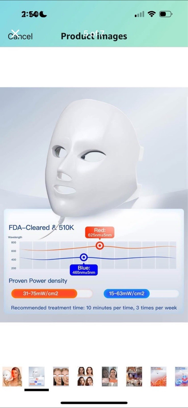 NEWKEY LED Face Mask Red & Blue Light Therapy for Acne/Wrinkles White Wired