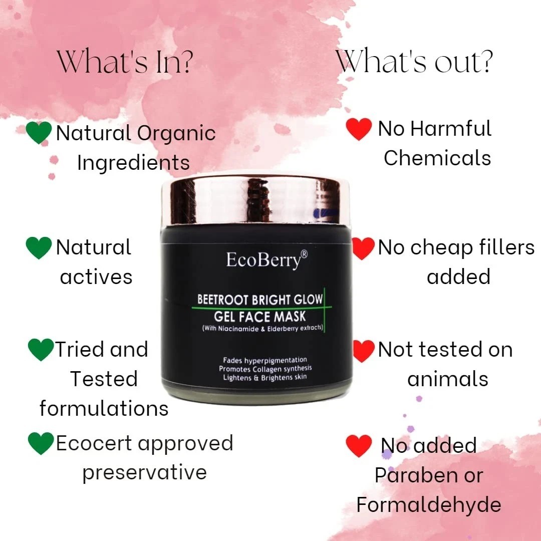 EcoBerry Beetroot Bright Glow Gel Face Mask For Glowing Skin 100ml