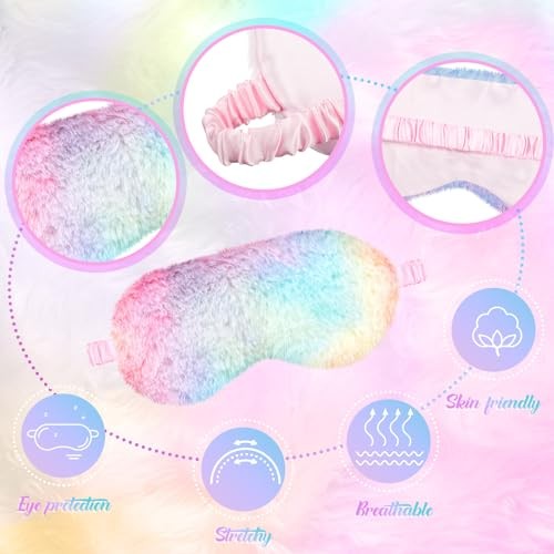 6 Pack Plush Sleep Mask Set, Cute Rainbow, [Variations Not Specified] Tie Dye