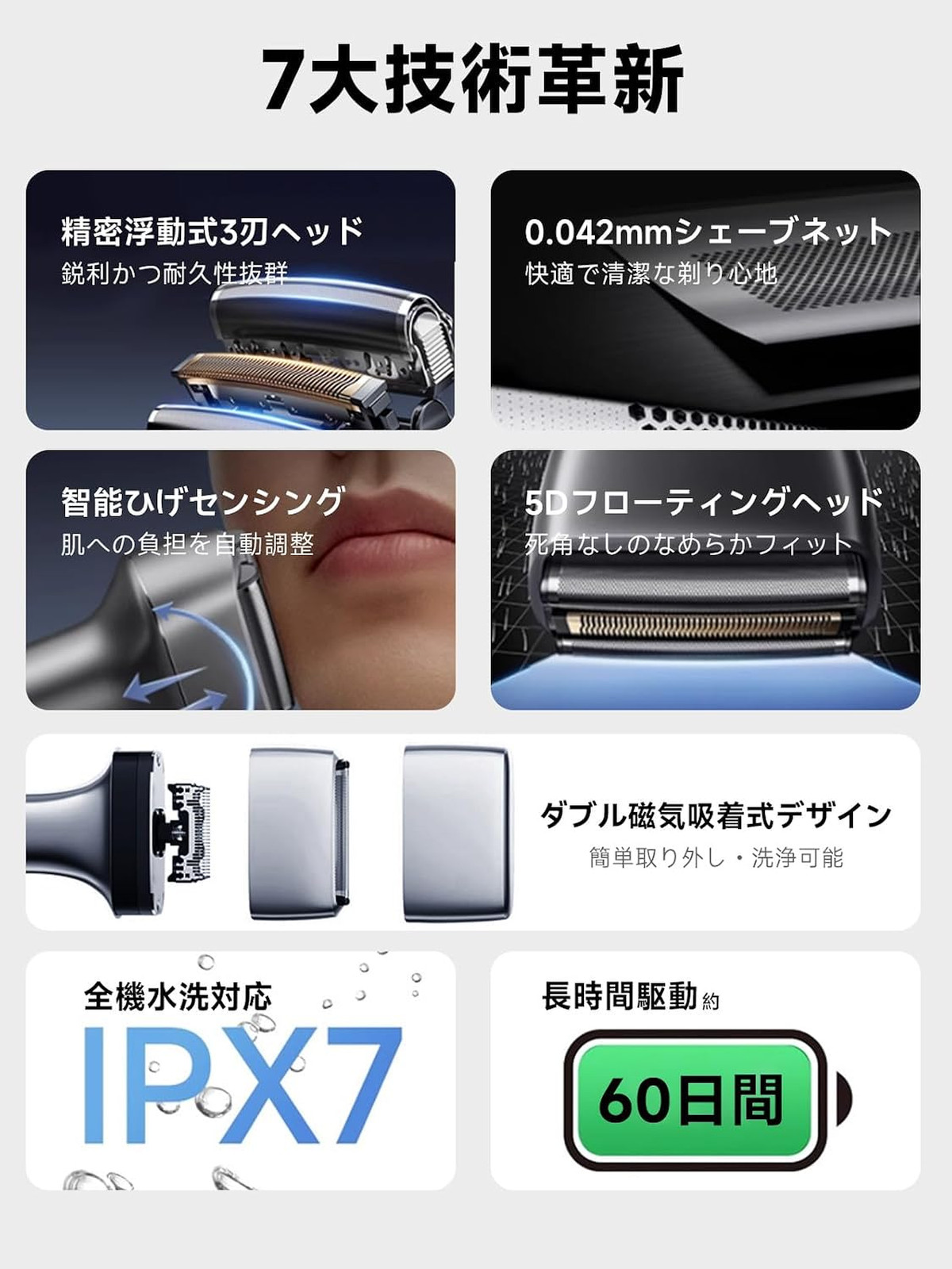Electric Foil Shaver Men Mini Face Beard Razor Small Portable Compact