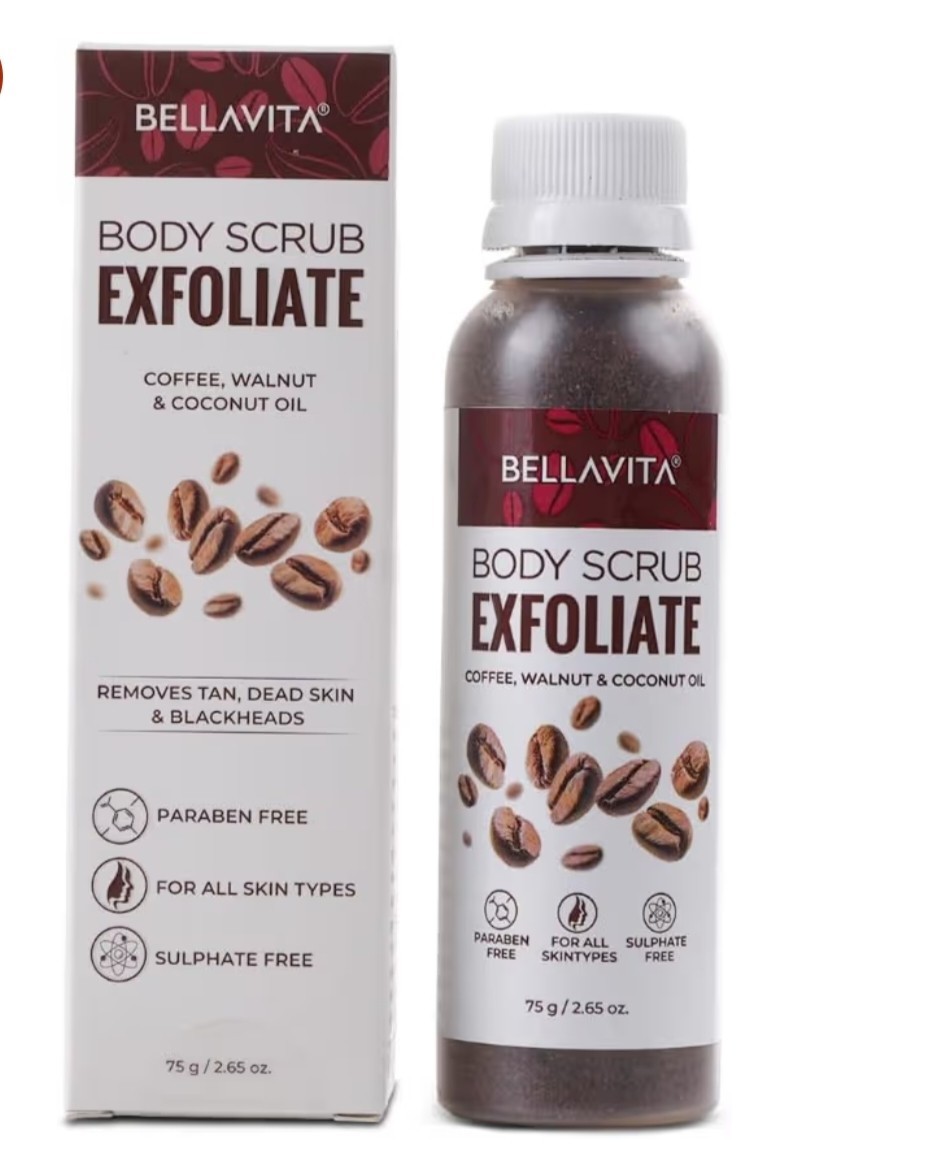 Bella Vita Organic Exfoliate Coffee Scrub For Face & Body, Blackhead Remover