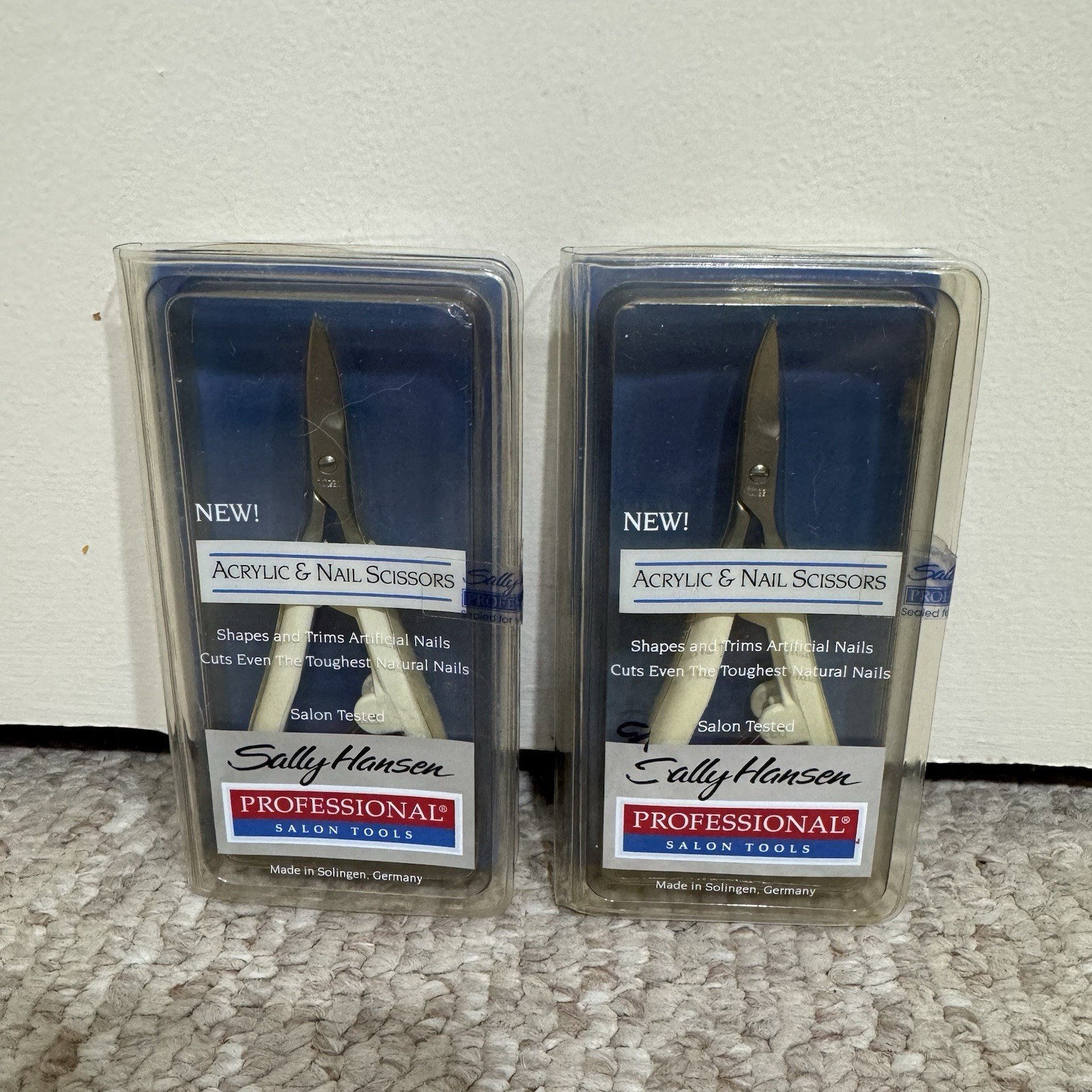 2 Sally Hansen Acrylic & Nail Curved Scissors Professional Made in Germany New