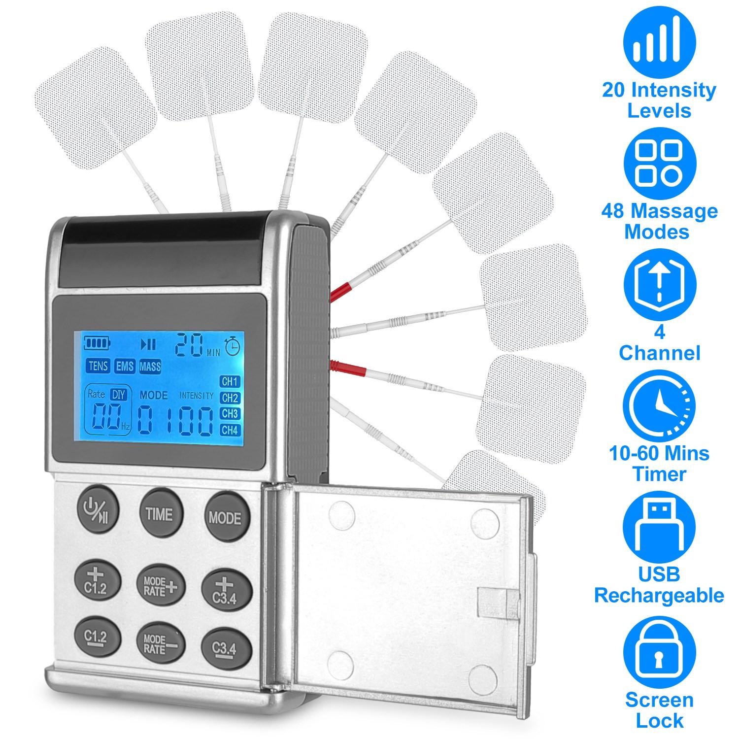 Tens Unit Massager Electrotherapy Muscle Stimulator Pain Reliever Therapy US