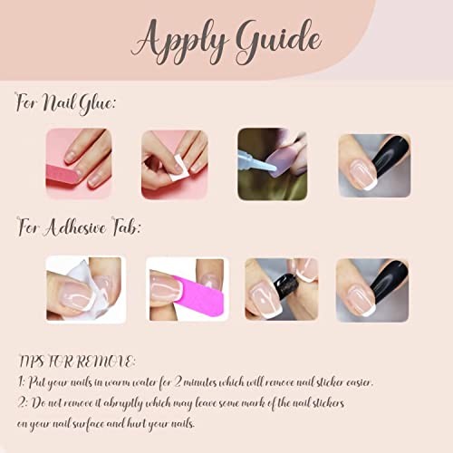 Press on Nails, Extra Long Square Fake Nails, Gold Chrome French Tip, FNP03-05