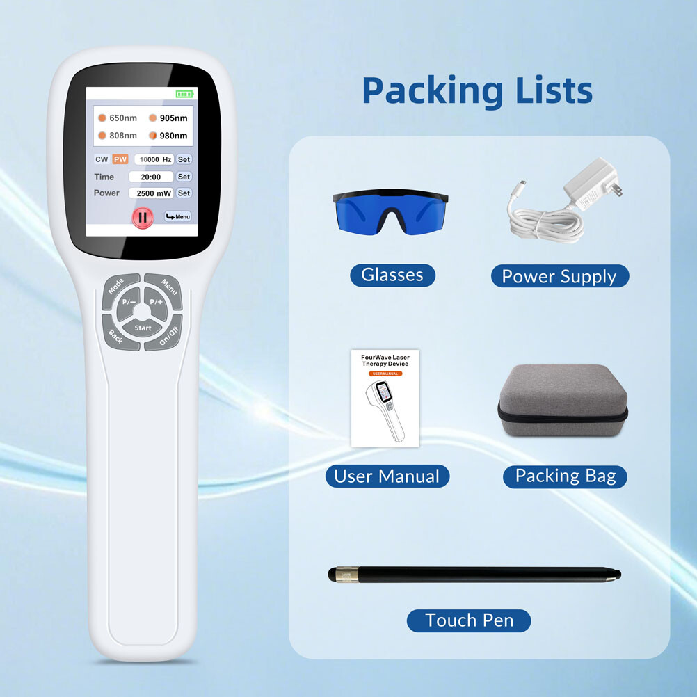 Handheld FourWave Cold Laser Equipment Touch Control Red Light Therapy Device