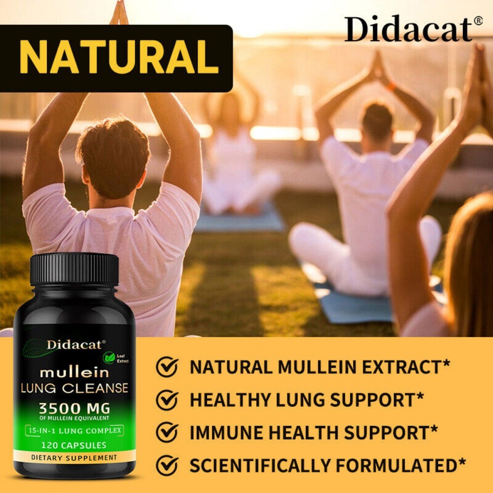 15 In 1 Complex Mullein Extract Supplement Lungs Detox Cleanse 120 Capsules US