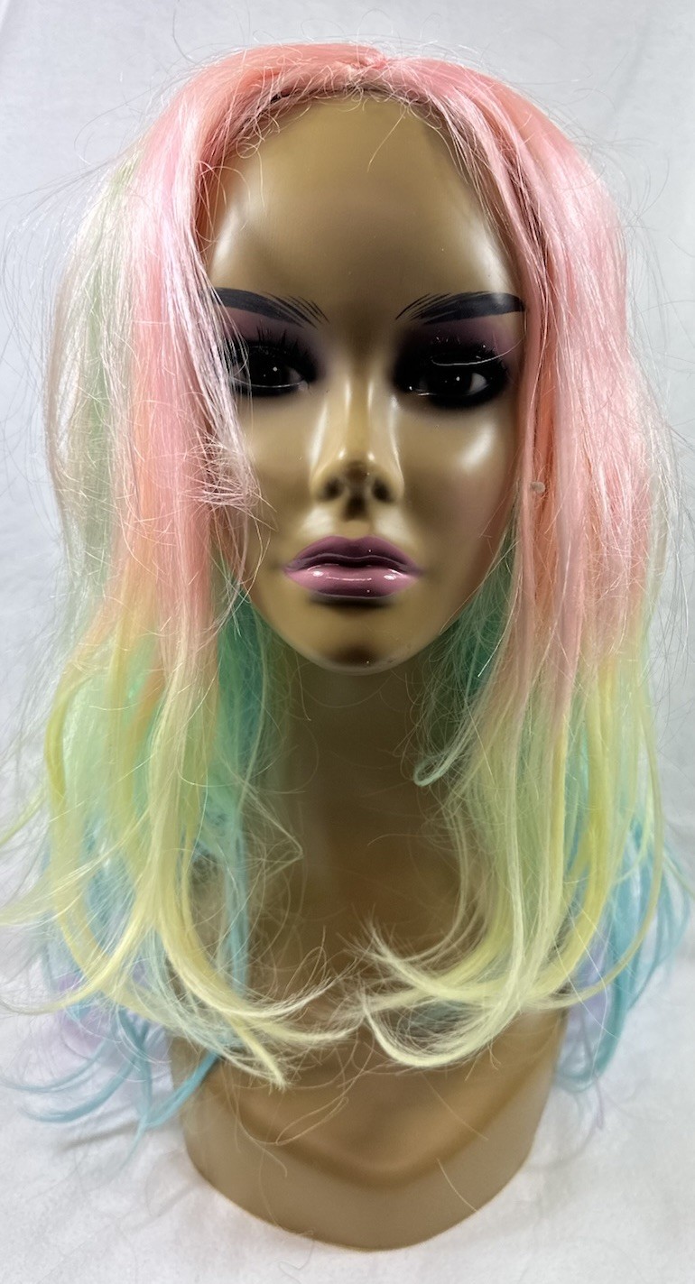 Multicolor Pastel Wig Long Layered Hair C Part Loose Waves Rainbow Ombre Cosplay
