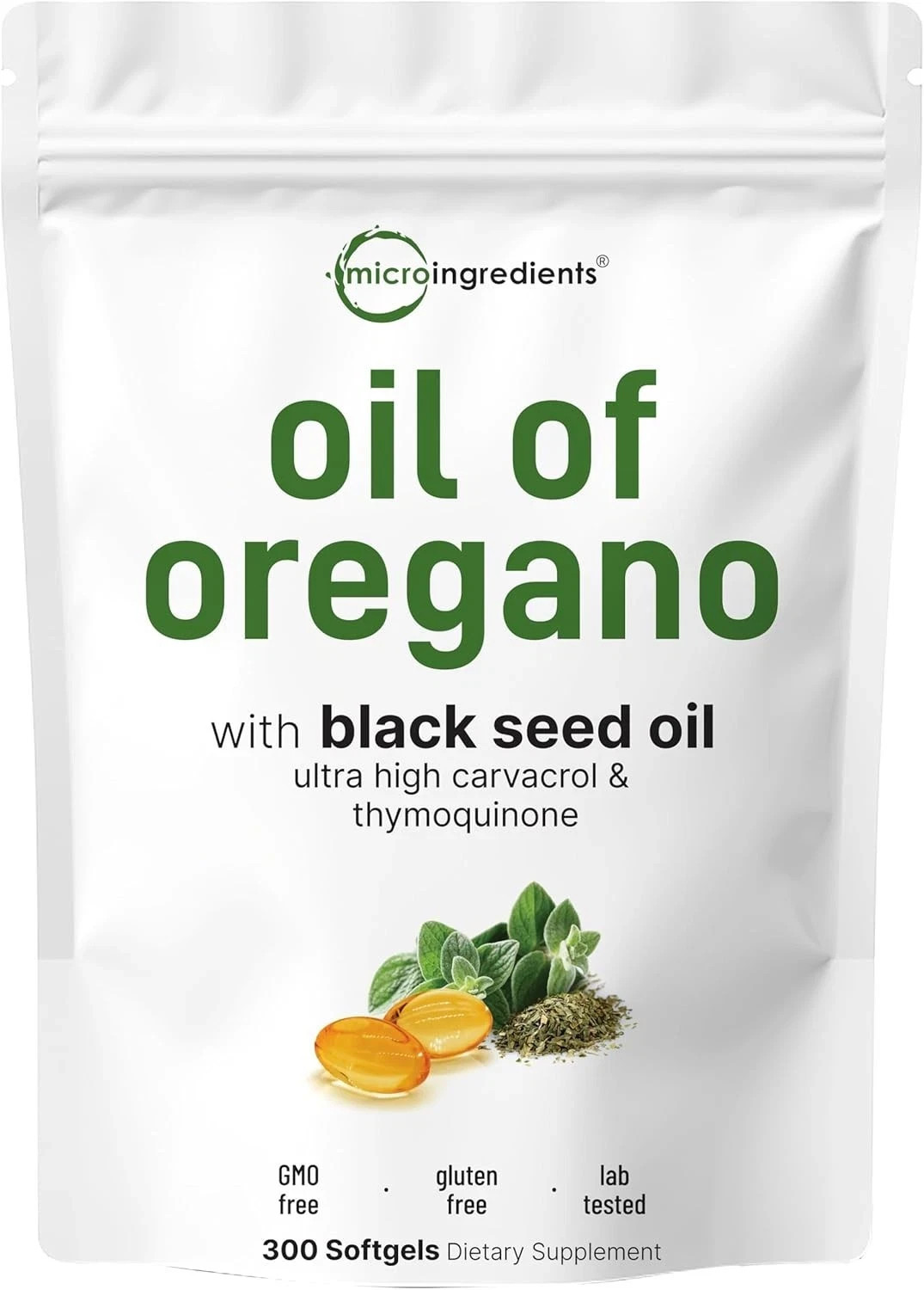 2 in 1 Oil of Oregano & Black Seed Softgels Count with Carvacrol,Immune Support