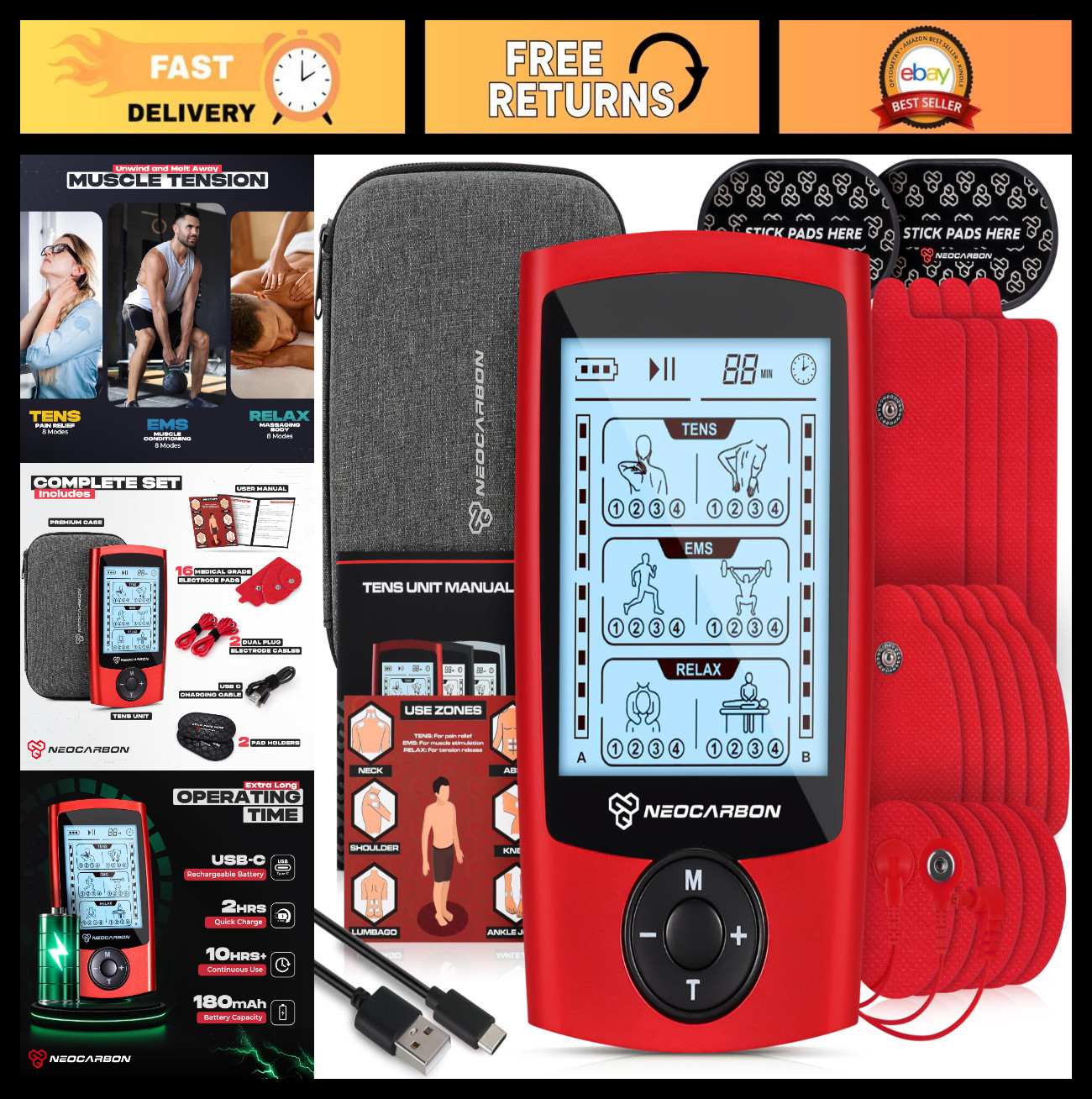 Muscle Stimulator TENS Unit Pulse Massager Machine | Pain Relief Kit for Home Us