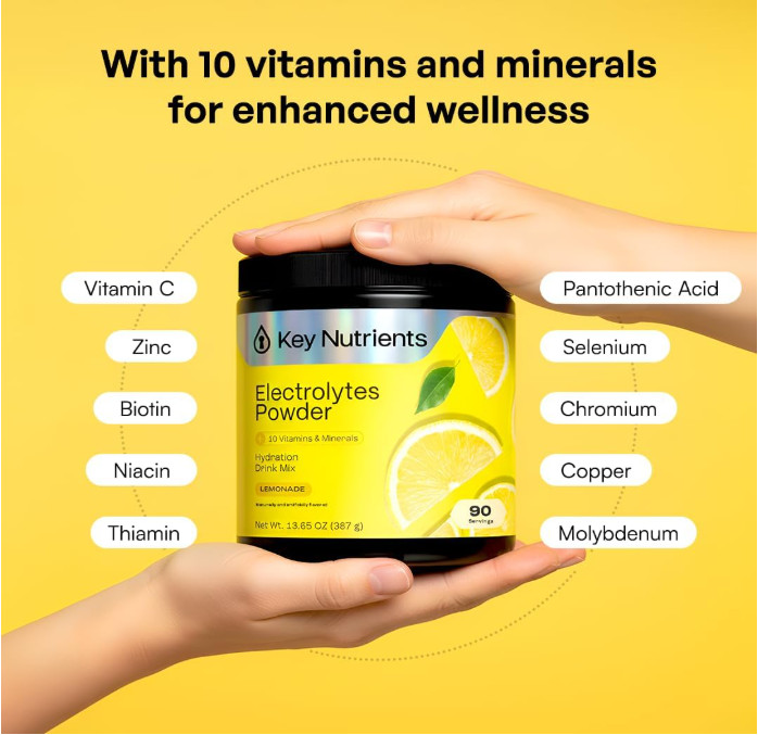 Key Nutrients Multivitamin Electrolyte Powder, Lemonade, 90 Servings